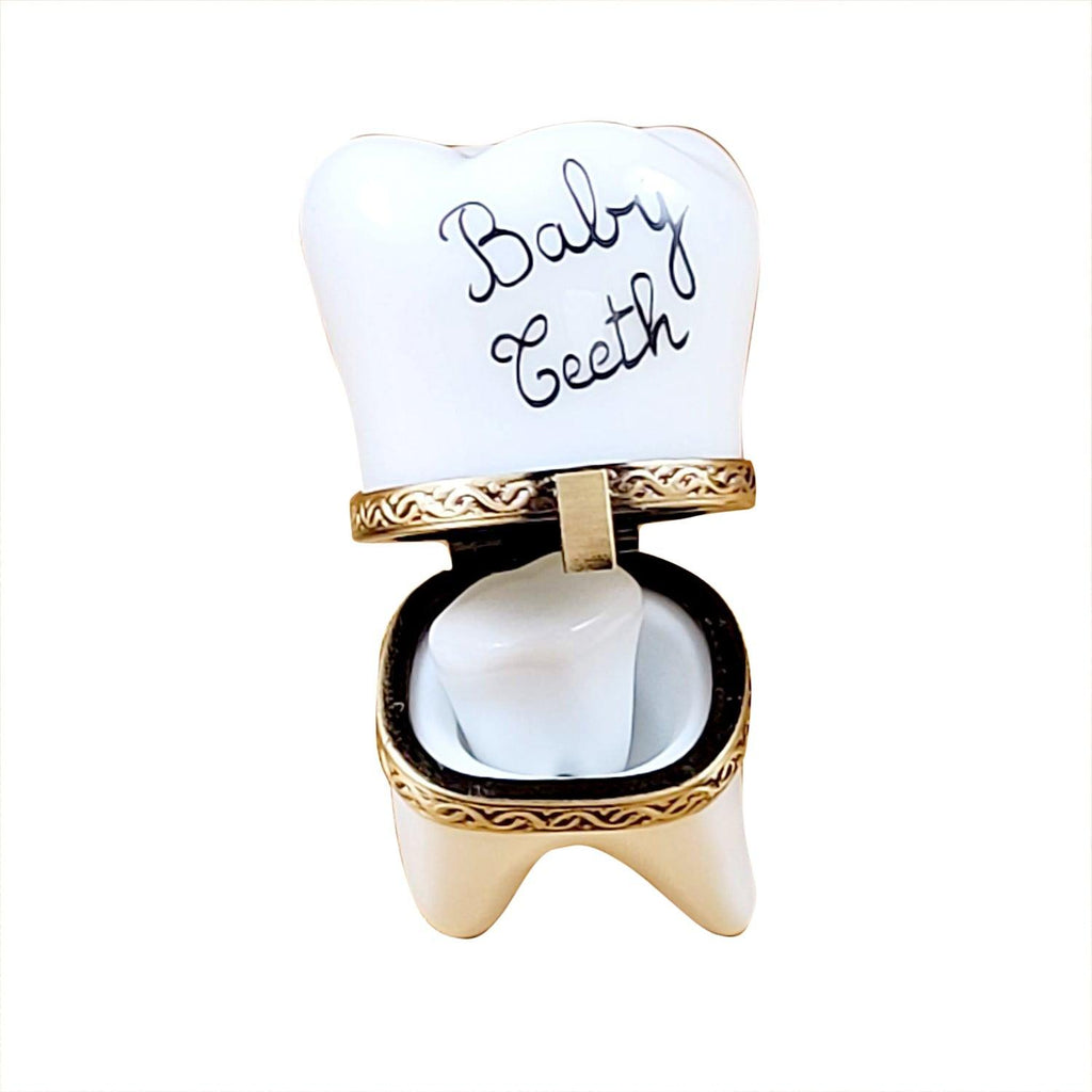 Large White Baby Tooth With Removable Tooth Limoges Box, view 2
