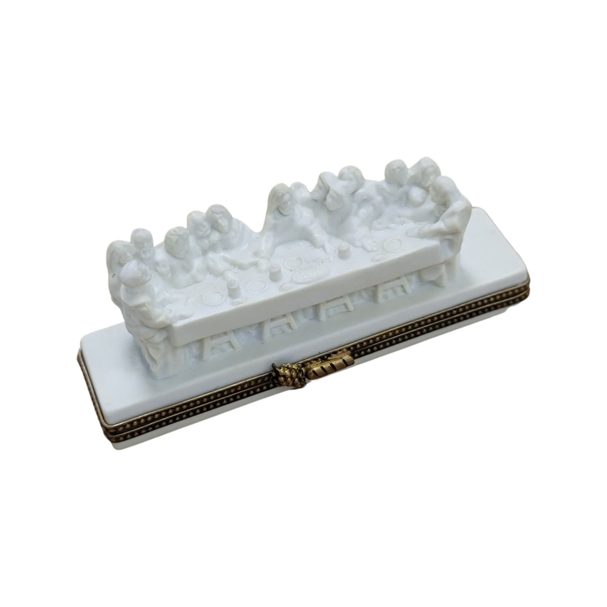 White Last Supper Christian Jesus Limoges Box Gift, a hand-painted Limoges porcelain gift
