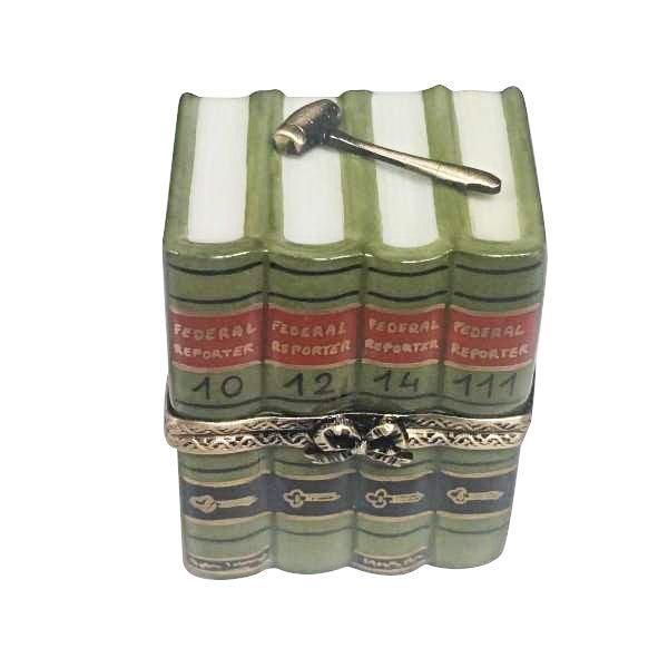 Limoges Boutique presents the Rochard Law Books with Gavel, a genuine Limoges box painted by hand in France