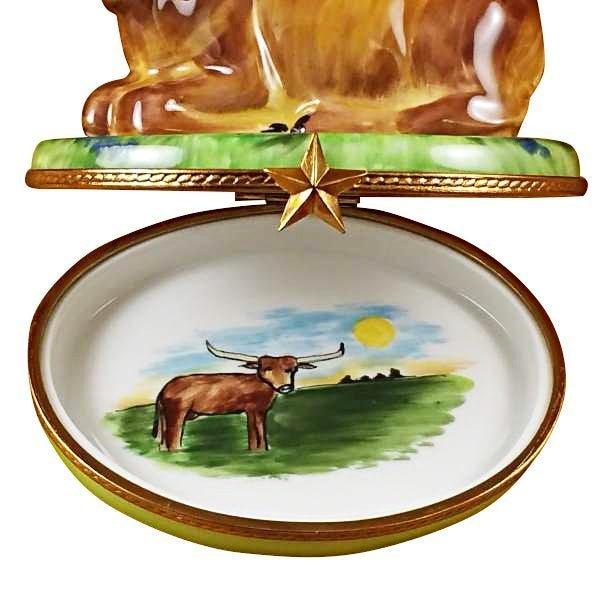 Gift idea for someone who loves France: Lazy Longhorn Bull with Star Branding Iron Limoges box