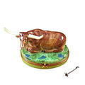 Lazy Longhorn Bull with Star Branding Iron Limoges Box, a hand-painted Limoges porcelain gift