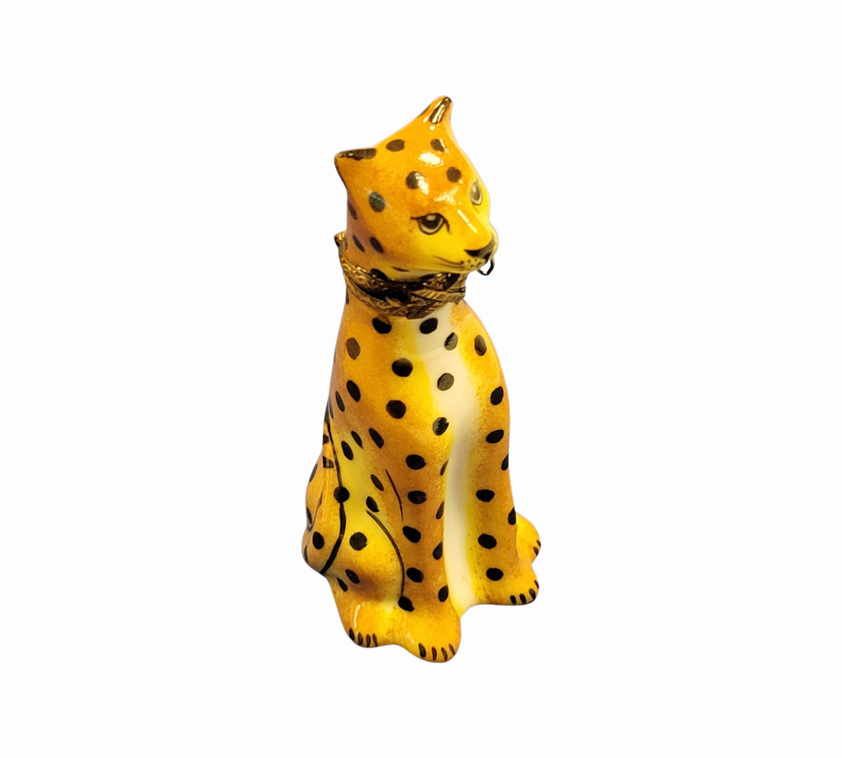 Leopard Wild Animal Limoges Box, a hand-painted Limoges porcelain gift
