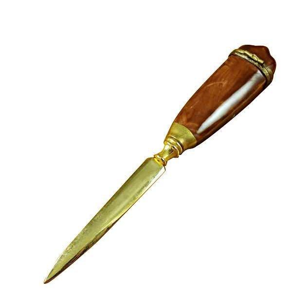 Letter Opener Limoges box opened to show the inside, a keepsake to tuck a treasure in