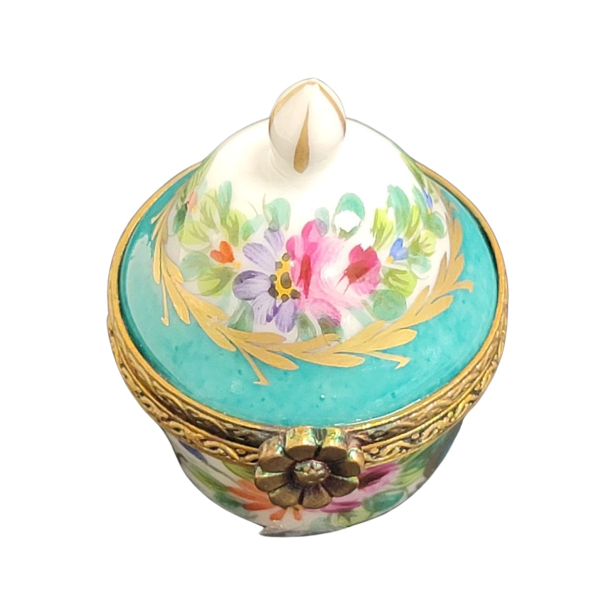 Light Blue Crown Top Gift, a hand-painted Limoges porcelain gift