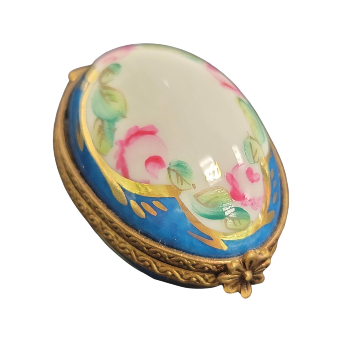 Light Blue Egg Limoges Porcelain Box, a hand-painted Limoges porcelain gift