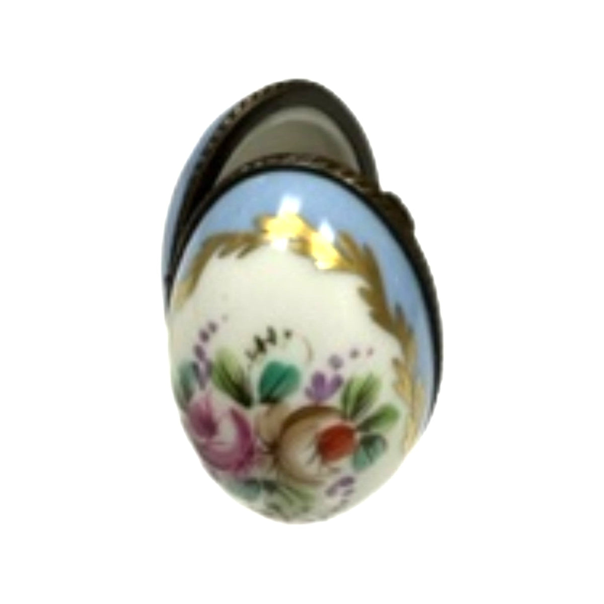 Light Blue Oval Flowers Vertical Picture Frame Limoges, a hand-painted Limoges porcelain gift