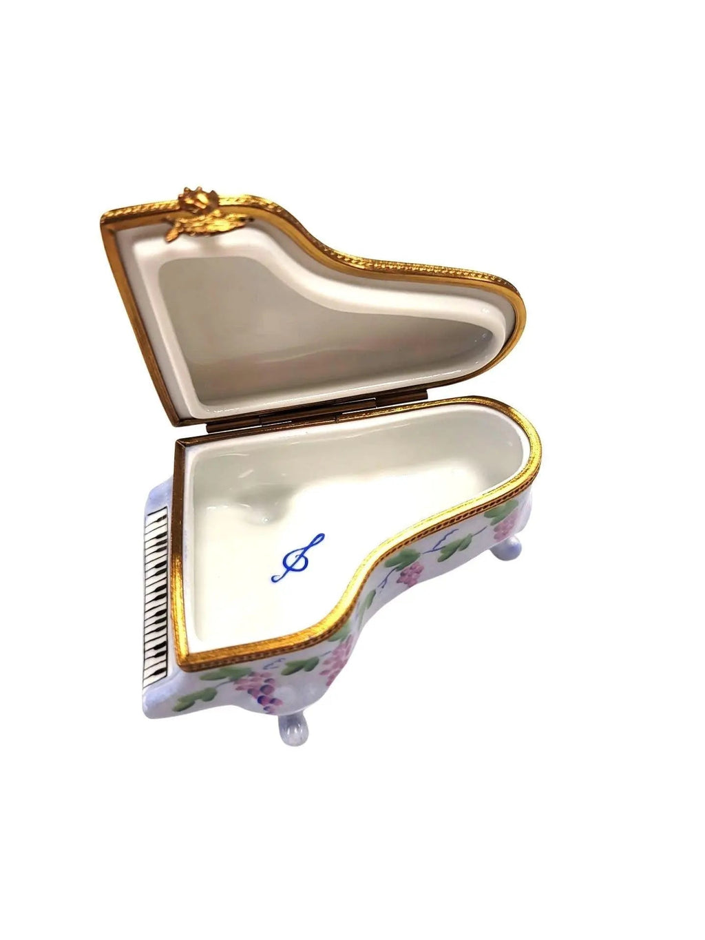 Light Blue Grand Piano Limoges Box with Flowers & Lute, view 2