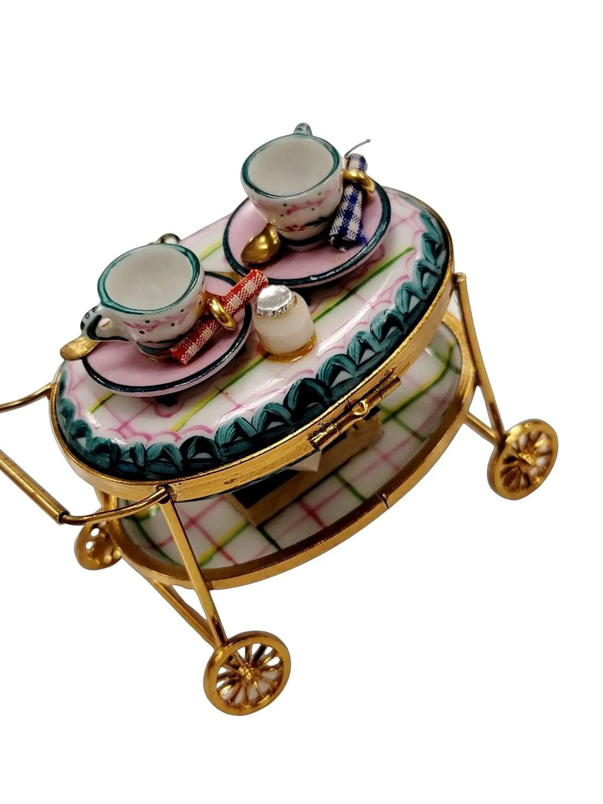Light Blue Tea Cart Figurine for Elegant Collectors, view 10