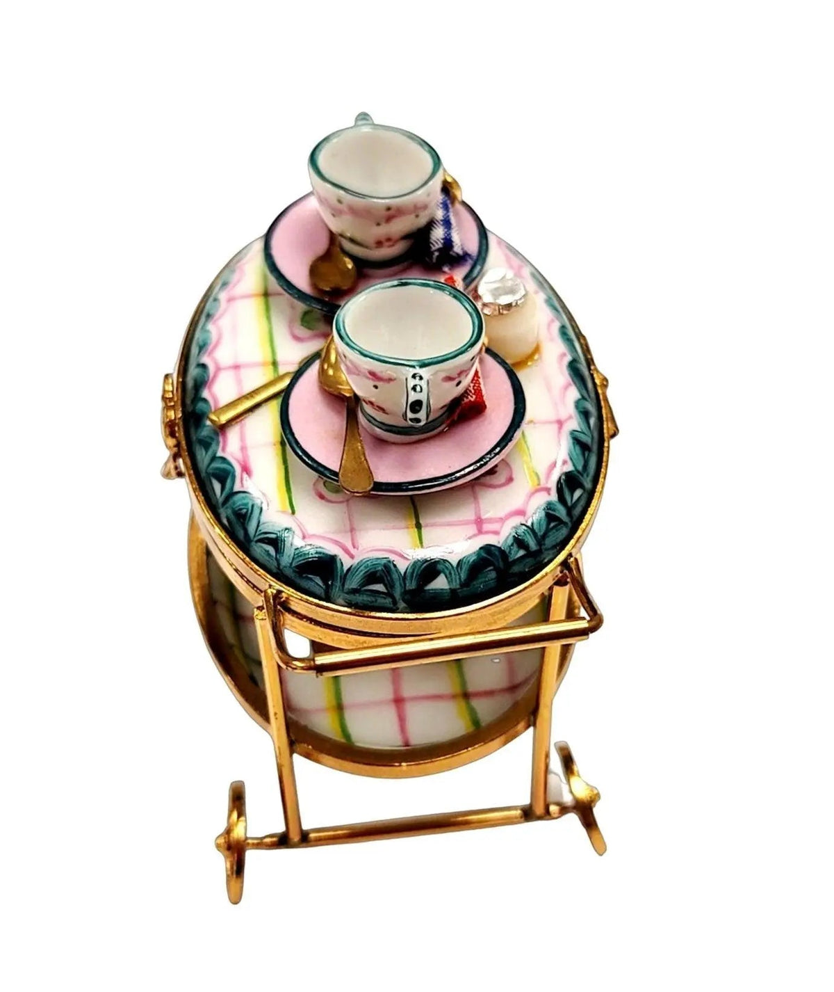 Light Blue Tea Cart Figurine for Elegant Collectors, view 3