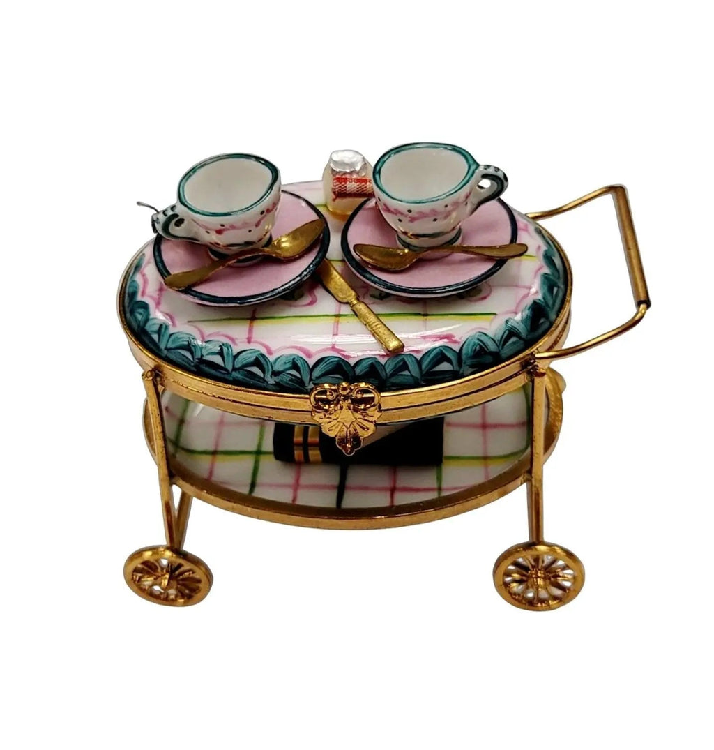 Light Blue Tea Cart Figurine for Elegant Collectors, view 5