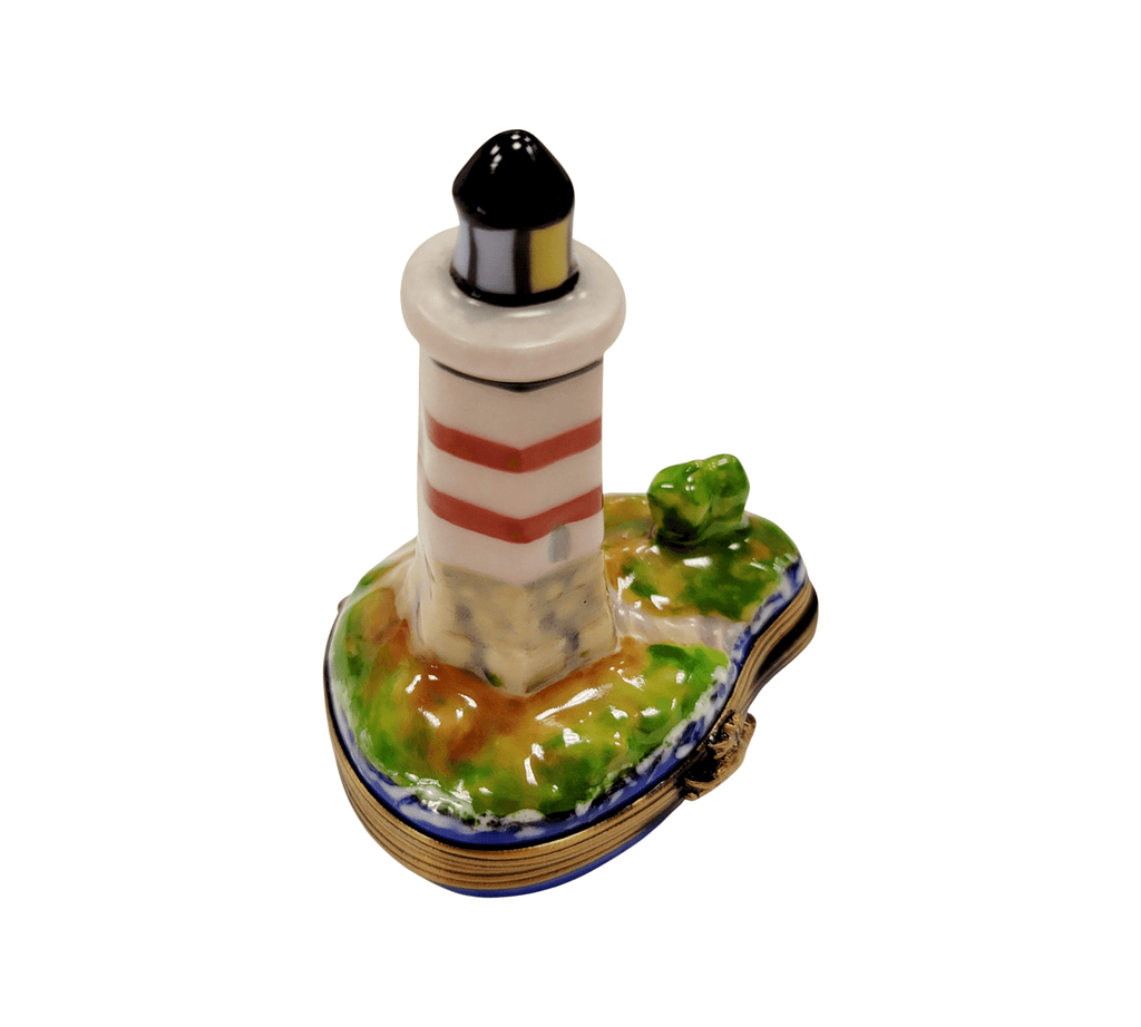 Artisan-painted Lighthouse Boat on Ocean Limoges box from France, a cherished collectible