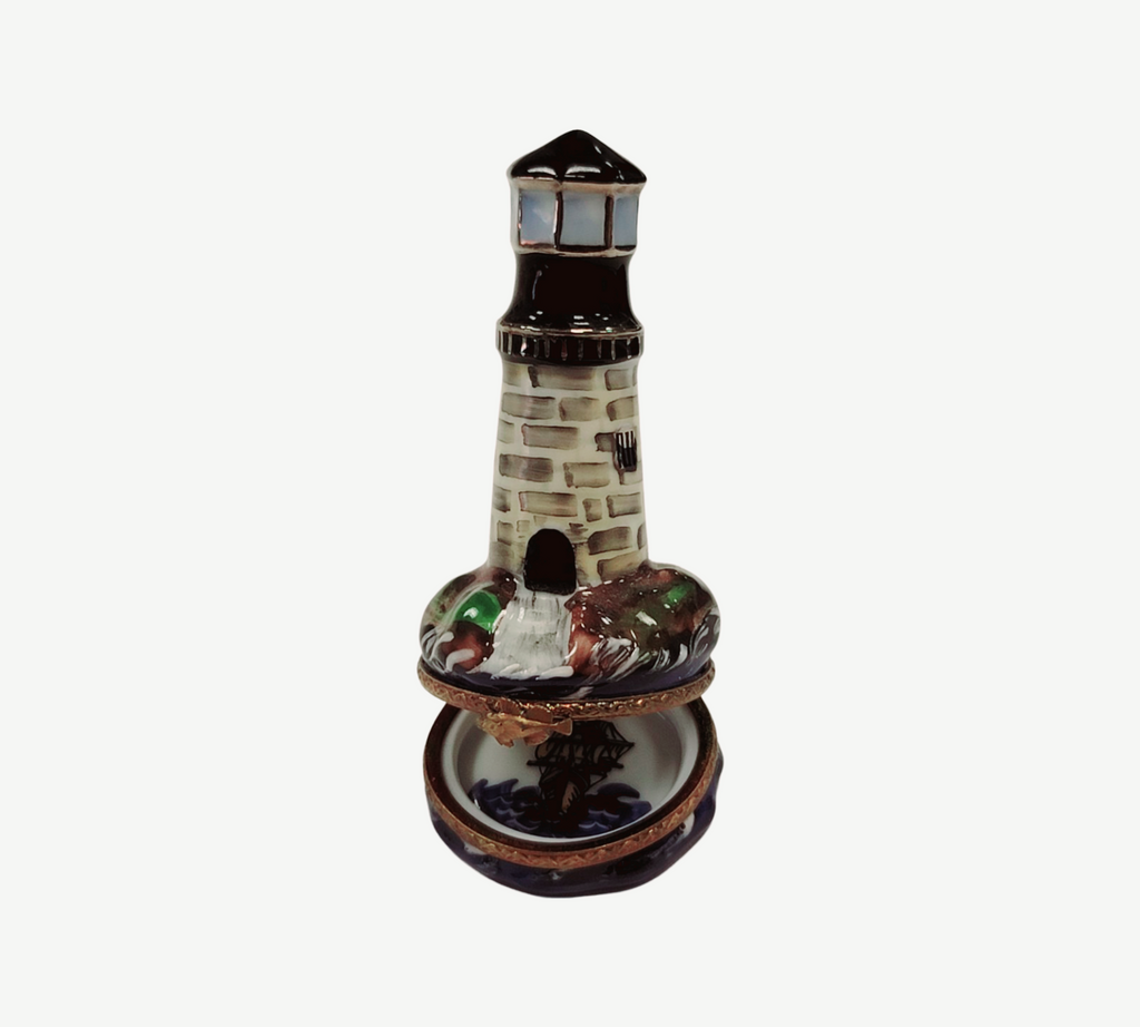 Treasured French collectible: Lighthouse on Rocks Limoges box, painted by hand