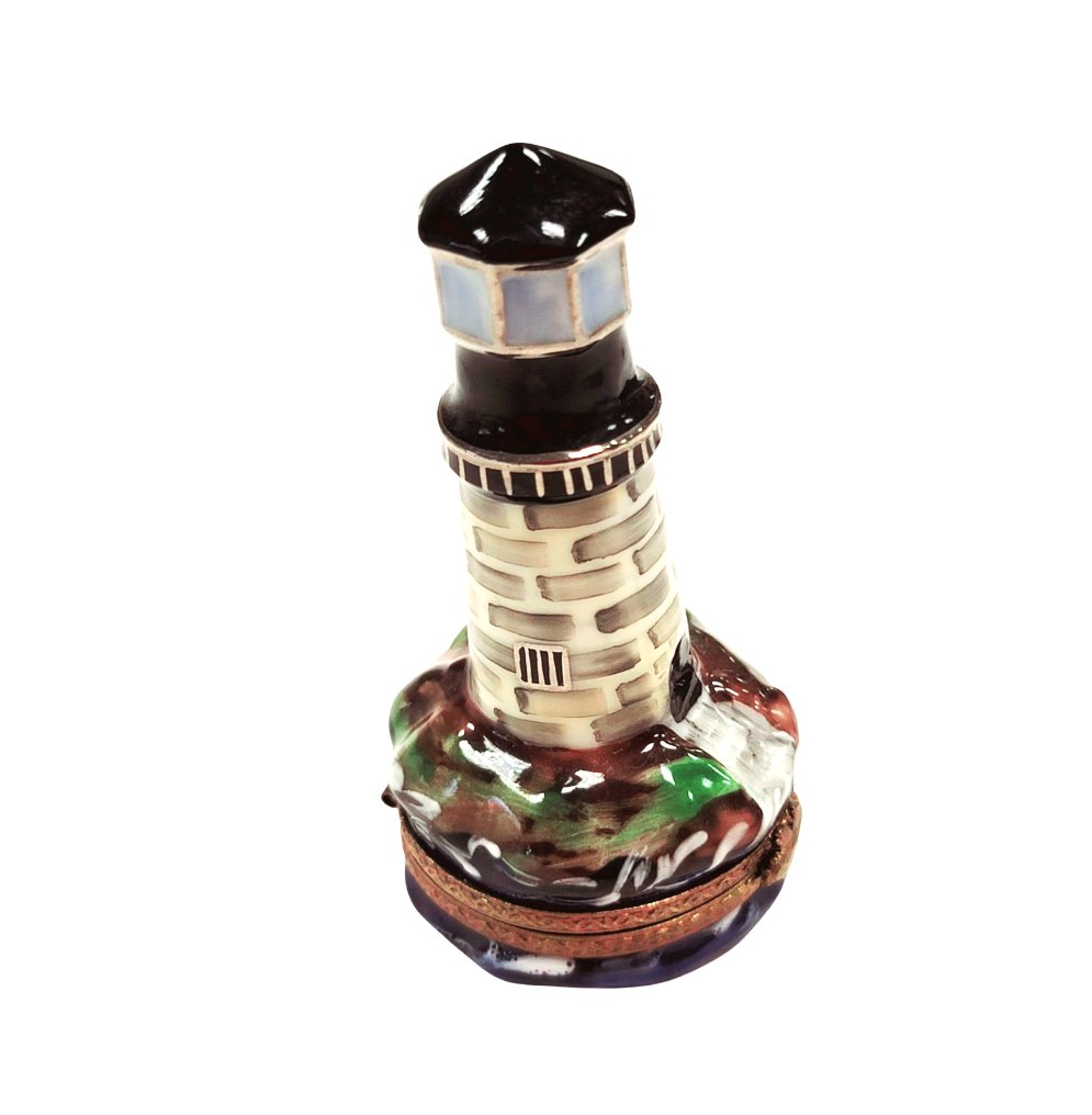 Genuine Lighthouse on Rocks Limoges box painted by hand in France, from Limoges Boutique