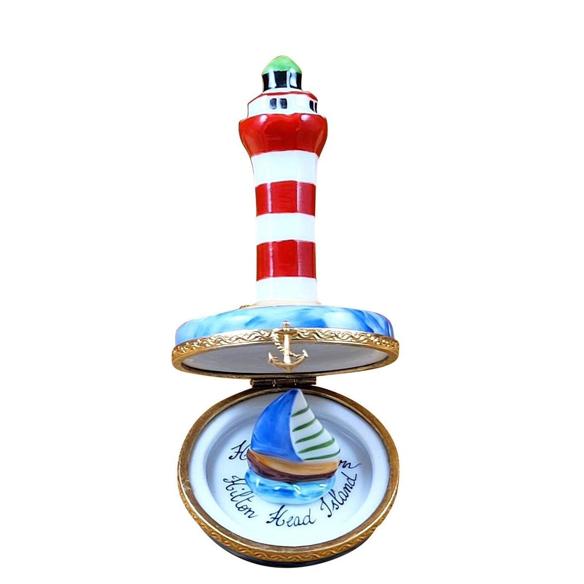 Lighthouse Hilton Head Island Sailboat Harbor Limoges box, an heirloom-quality piece for collectors