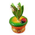 Lily of the Valley with Ladybug in Pot Limoges Box, a hand-painted Limoges porcelain gift