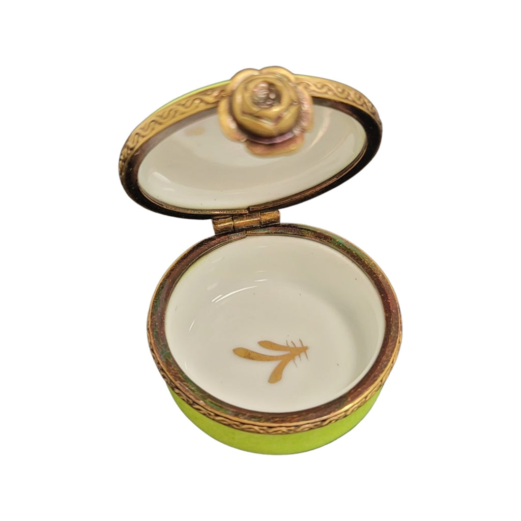 Lime Round Pill Limoges Box Porcelain Box Limoges, view 2