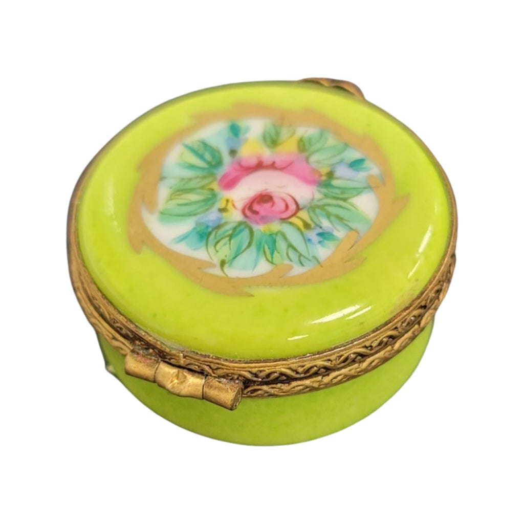 Lime Round Pill Limoges Box Porcelain Box Limoges, view 4