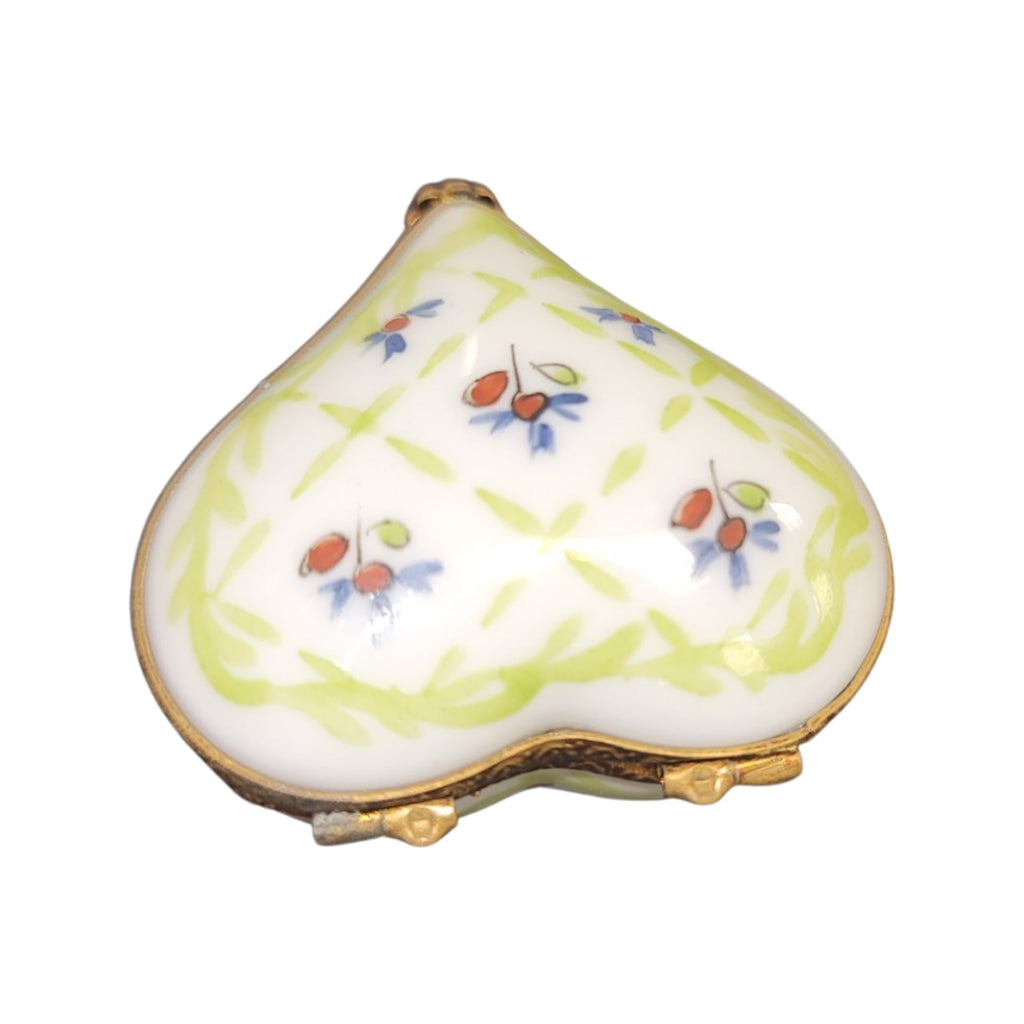 Lime Green Heart Flowers Porcelain Art Object, view 3