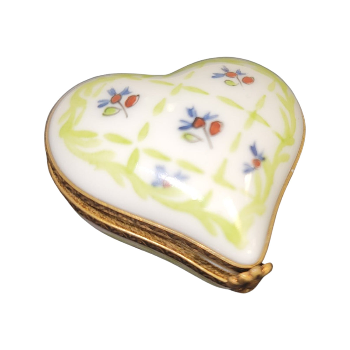 Lime Green Heart Flowers Porcelain Art Object, view 4