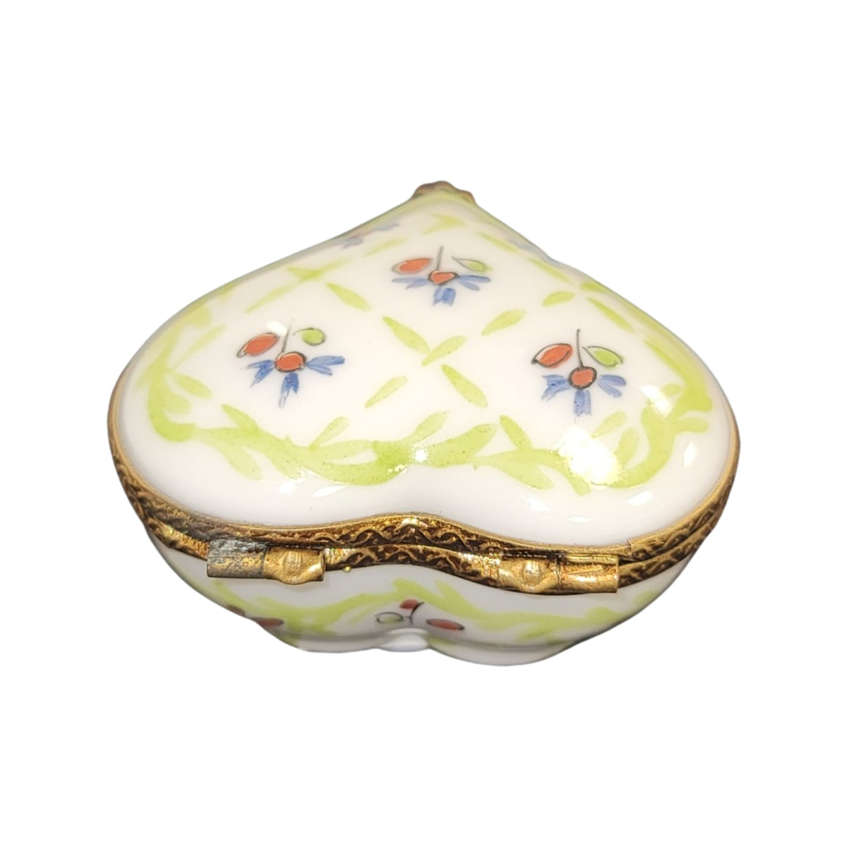 Lime Green Heart Flowers Porcelain Art Object, view 6