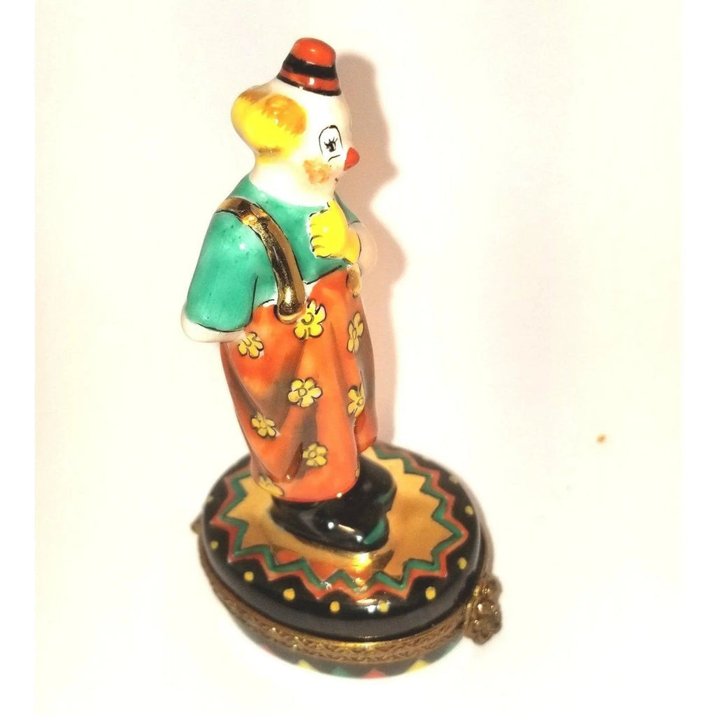 Clown W Bouquet of Flowers No 1 of 500 Limoges Box Figurine, view 4