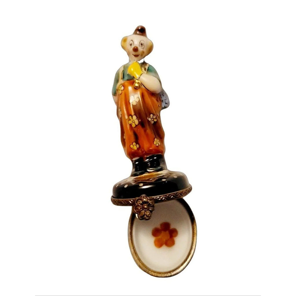 Clown W Bouquet of Flowers No 1 of 500 Limoges Box Figurine, view 5