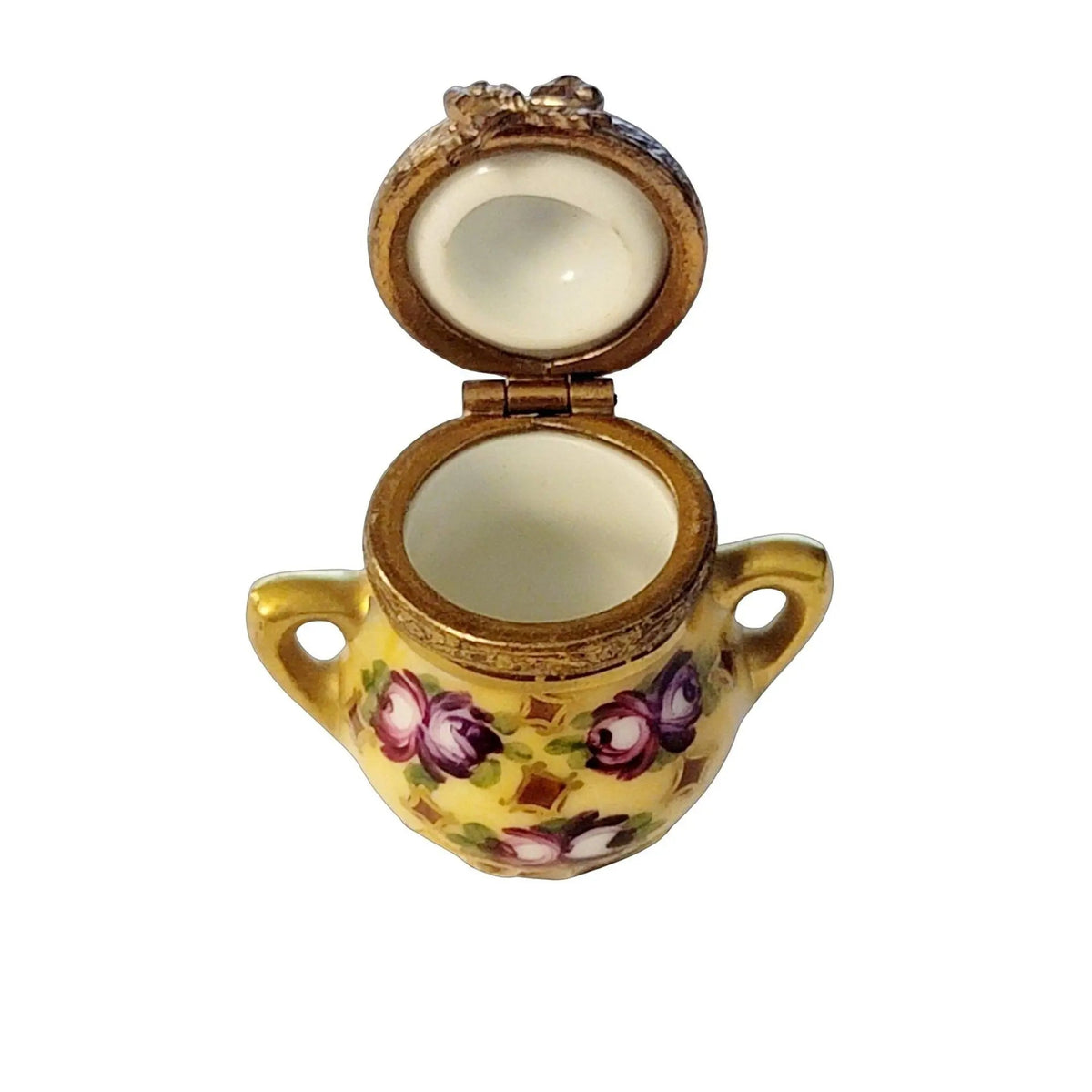 Brown Yellow Pot Canister Urn Tea Chest, view 2