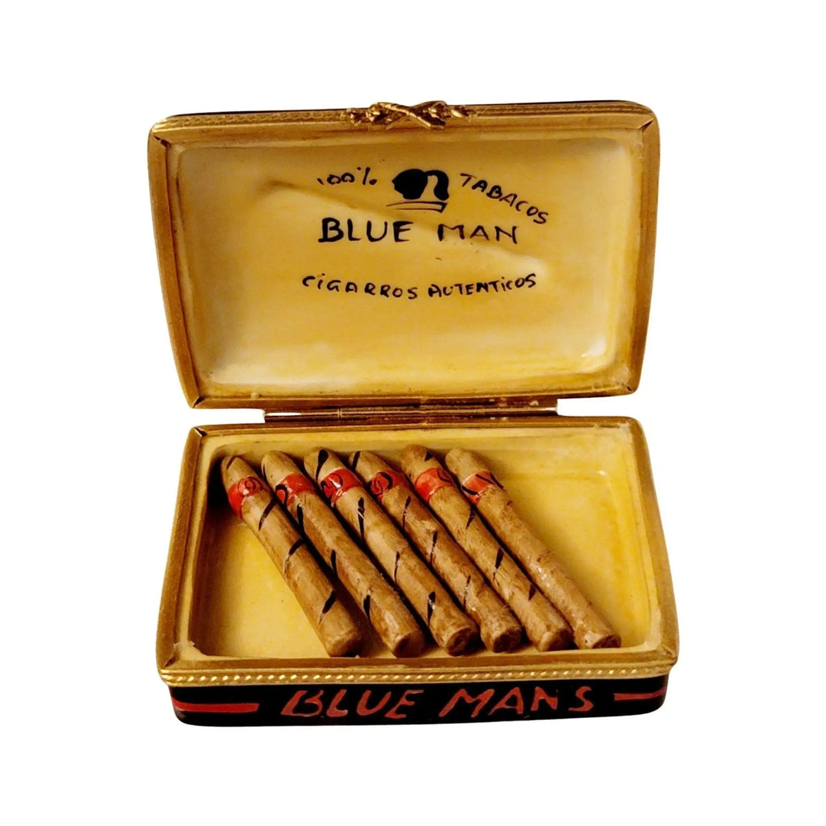 Cigar with Five Cigars Limoges box painted by hand in Limoges, France, a gift to treasure