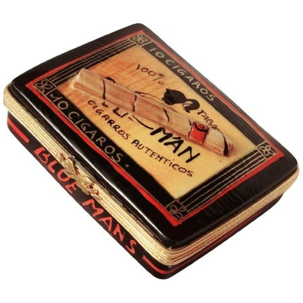 Collectible Cigar with Five Cigars Limoges box with artisan brushwork