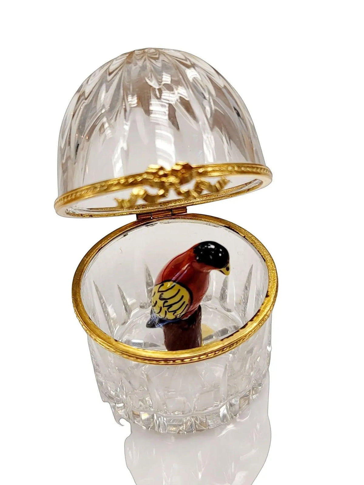 Limoges Parrot in Crystal Cage Box Figurine Limoges, view 2