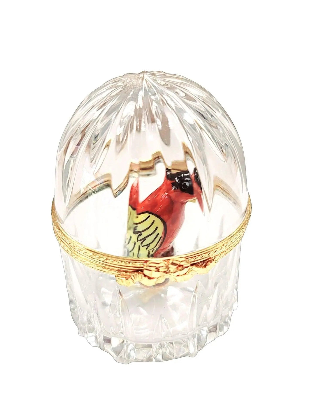 Limoges Parrot in Crystal Cage Box Figurine Limoges, a hand-painted Limoges porcelain gift
