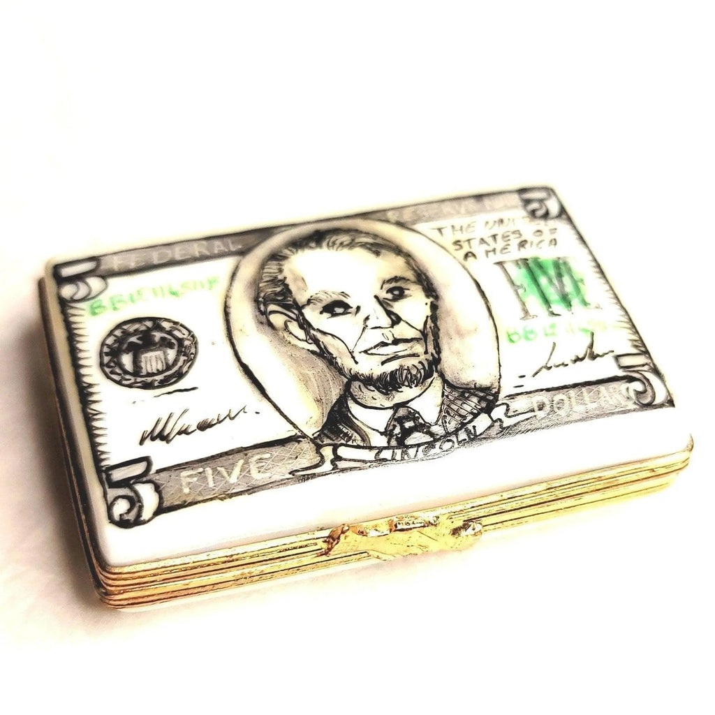 Five Dollar Lincoln Limoges Boxes Limoges Box Figurine, view 3