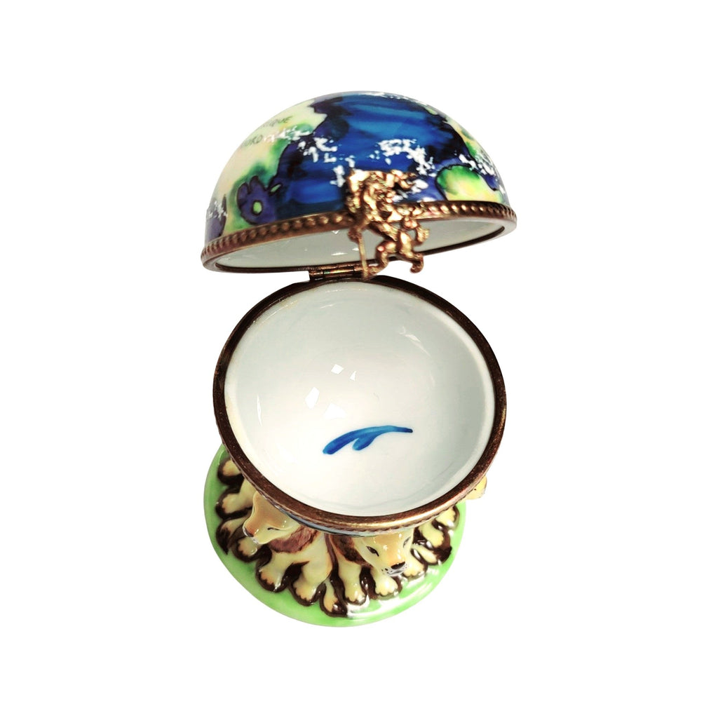 Lions Under World Globe Limoges Box Figurine Limoges, view 2