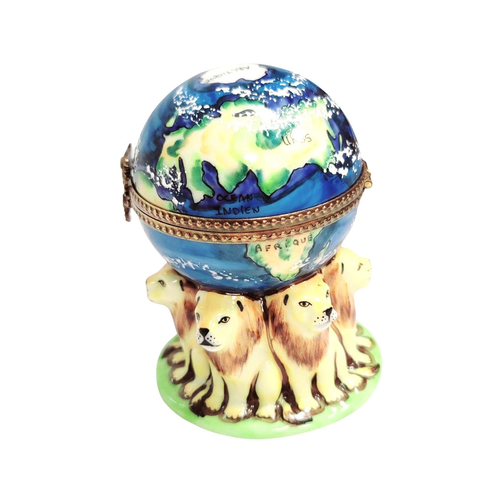 Lions Under World Globe Limoges Box Figurine Limoges, view 3
