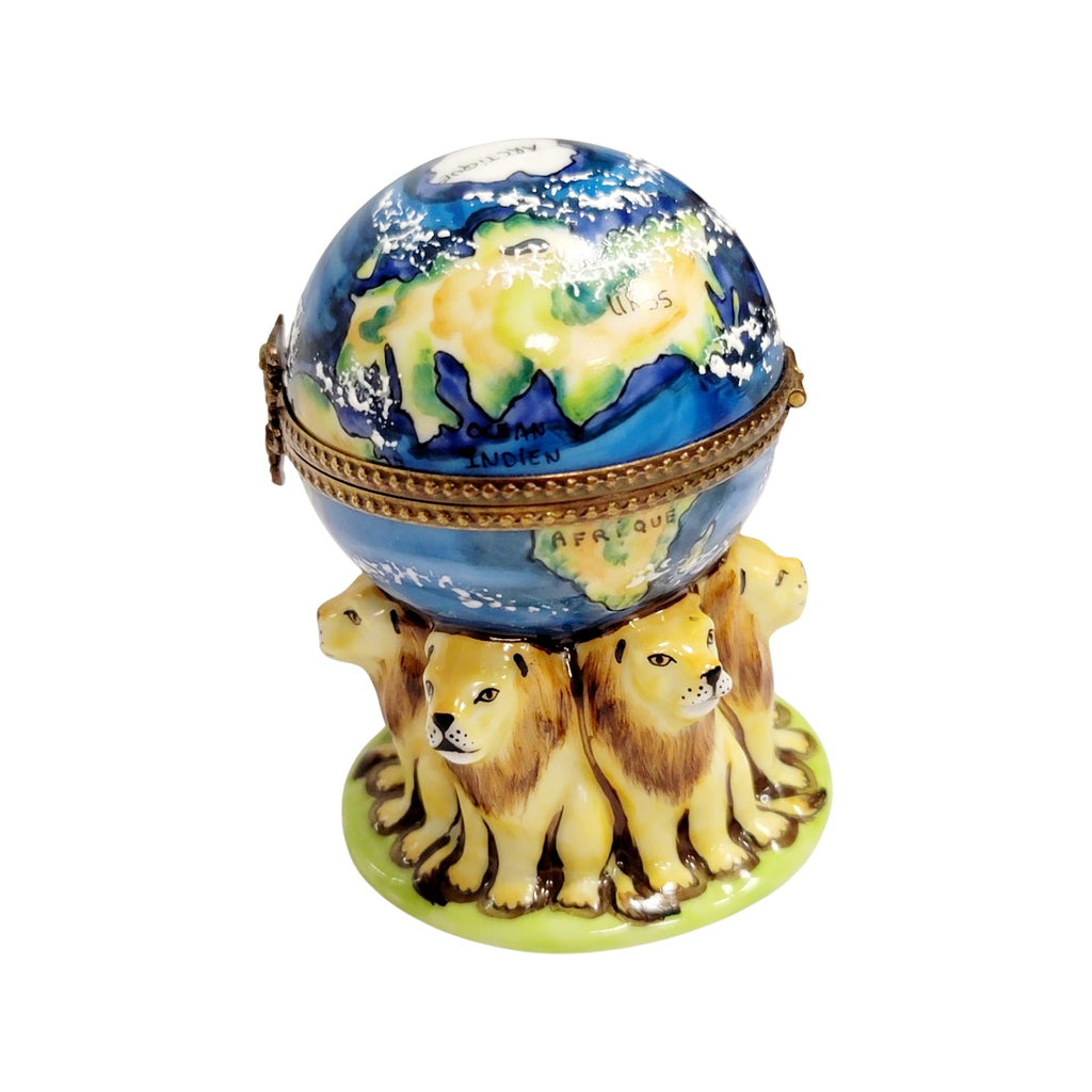 Lions Under World Globe Limoges Box Figurine Limoges, view 4
