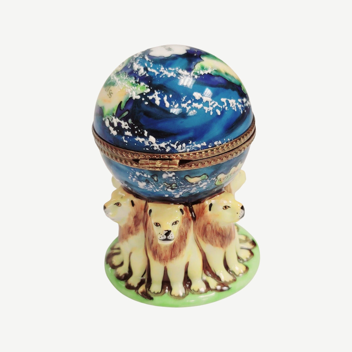Lions Under World Globe Limoges Box Figurine Limoges, view 5