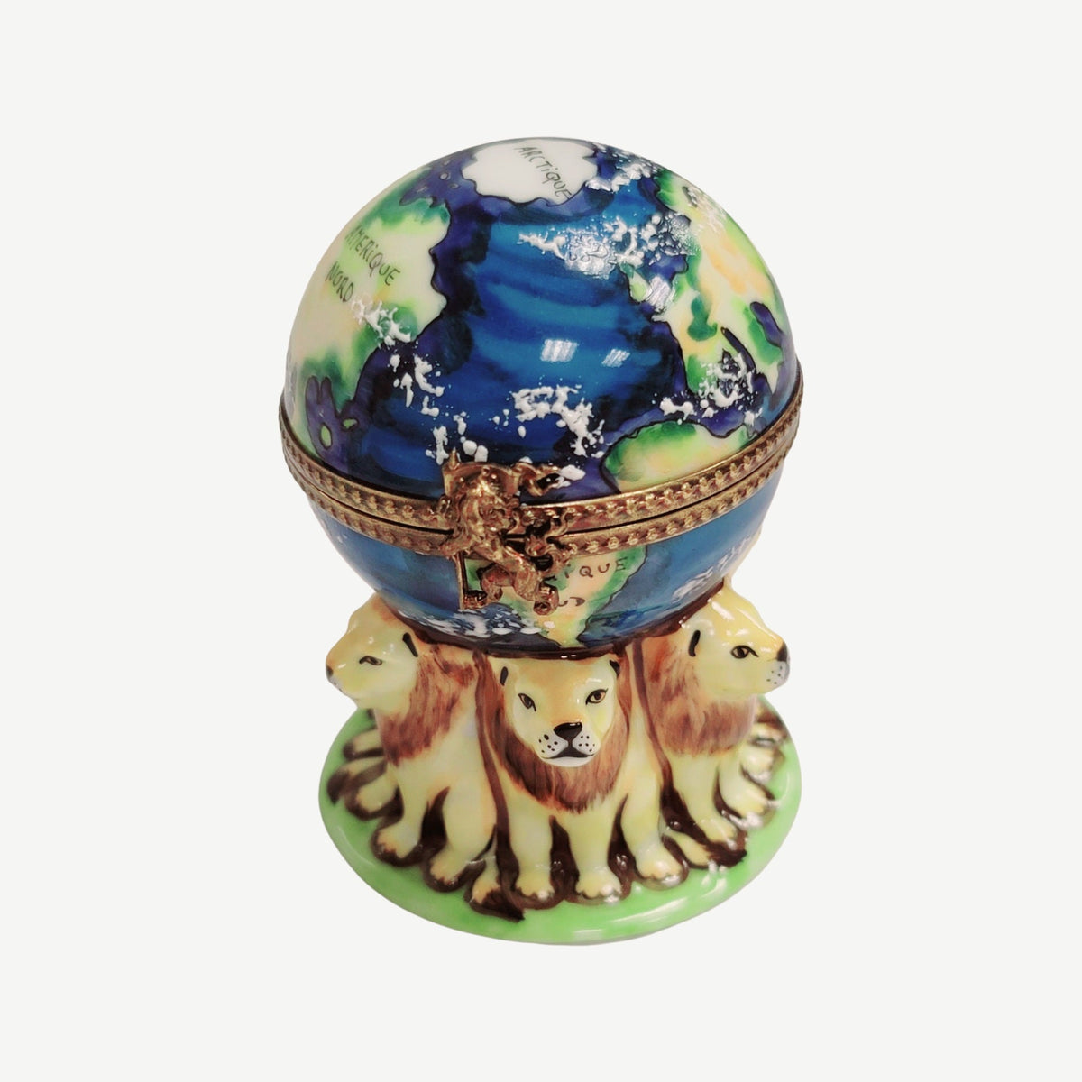 Lions Under World Globe Limoges Box Figurine Limoges, view 6