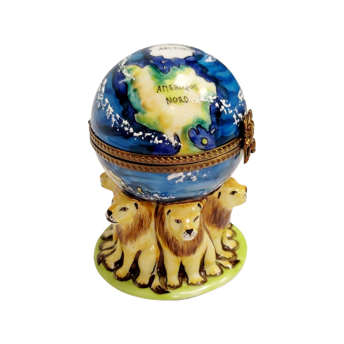 Lions Under World Globe Limoges Box Figurine Limoges, view 7