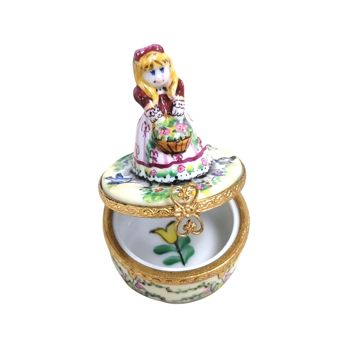 Little Girl w Spring Basket Limoges Box Figurine Gift, view 2
