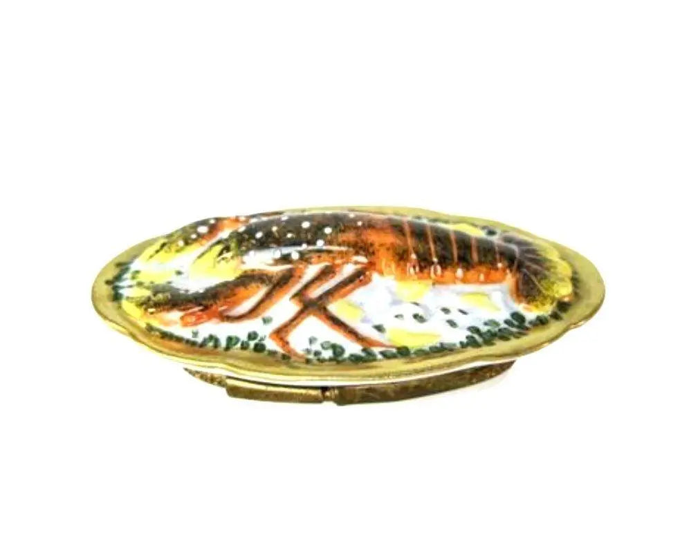 Limoges Boutique presents the Lobster on Platter, a genuine Limoges box painted by hand in France