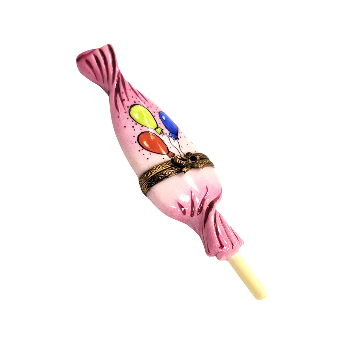 Artisan-painted Lollipop Pink Balloons Limoges box from France, a cherished collectible