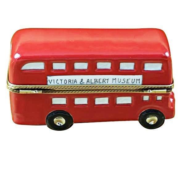 Artisan-painted London Double Decker Bus with Removable Ticket Limoges box from France, a cherished collectible