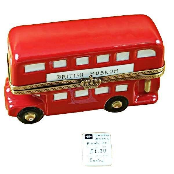 Genuine Rochard London Double Decker Bus with Removable Ticket Limoges box painted by hand in France, from Limoges Boutique