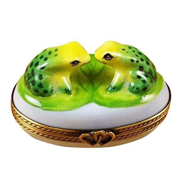 Love Frogs Porcelain Limoges Boxes, a hand-painted Limoges porcelain gift