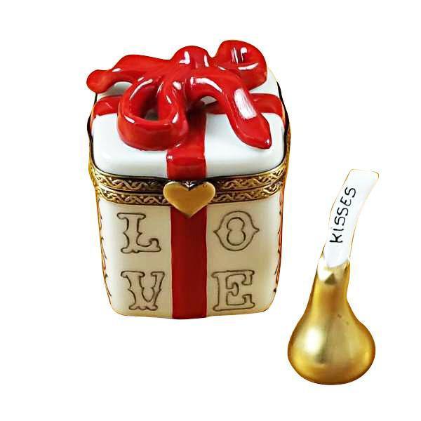 Love XO XO Gift Box with Kiss for Romantic Moments, a hand-painted Limoges porcelain gift