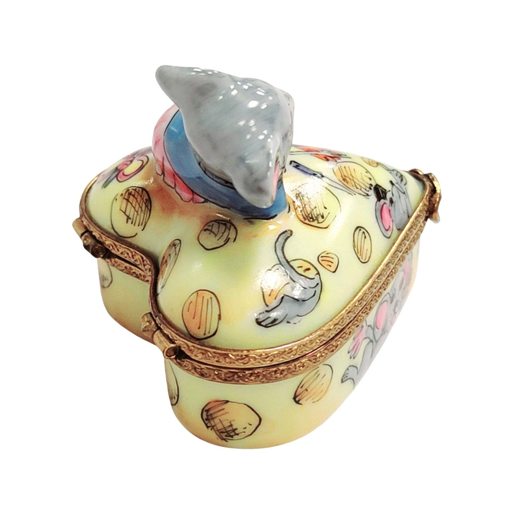 Love Mouse on Heart Cheese Limoges Porcelain Art Object Gift, view 3