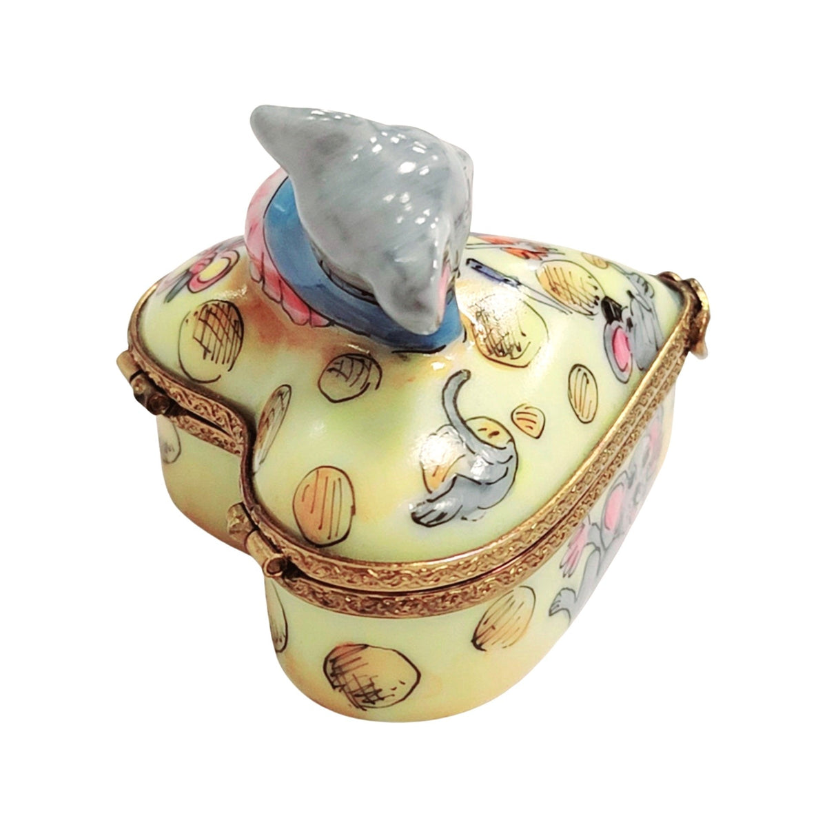 Love Mouse on Heart Cheese Limoges Porcelain Art Object Gift, view 3