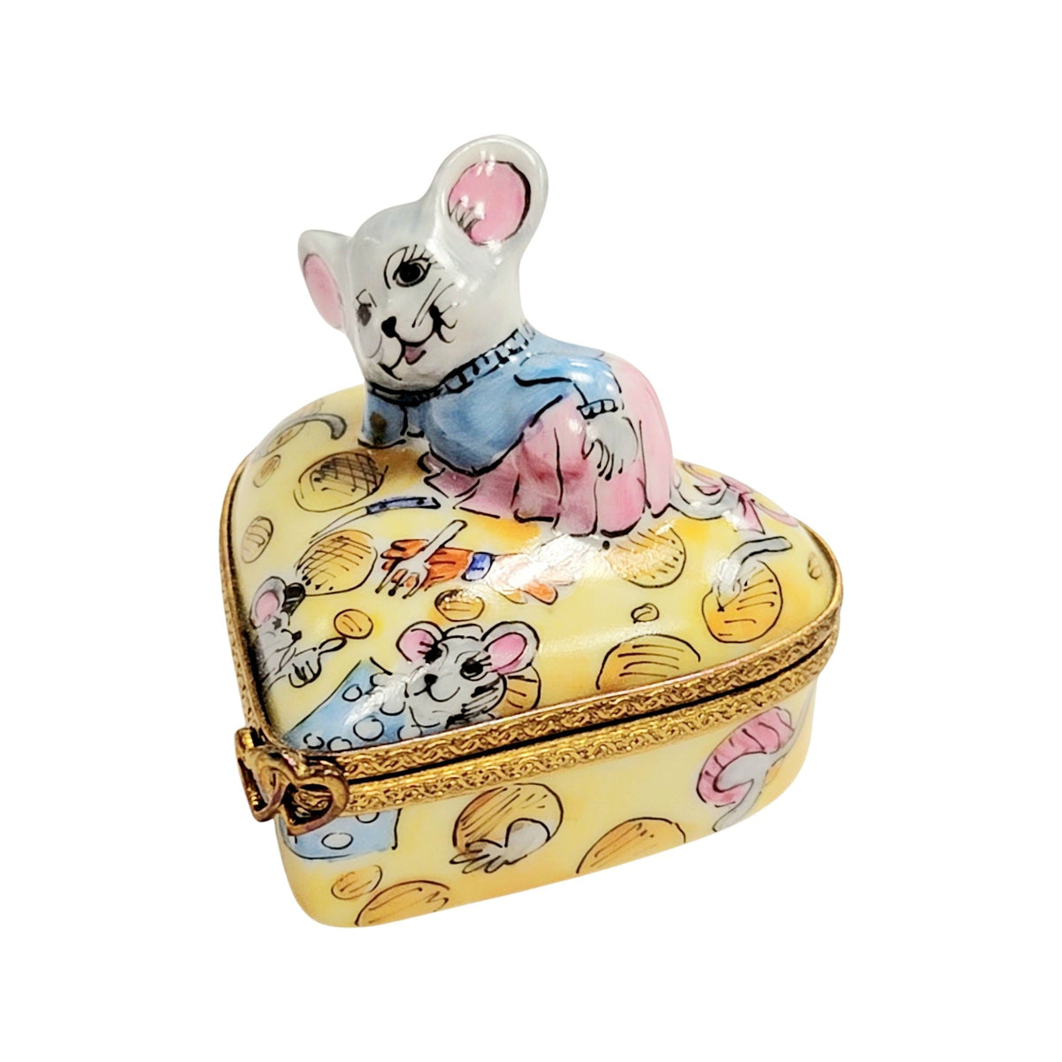 Love Mouse on Heart Cheese Limoges Porcelain Art Object Gift, view 5