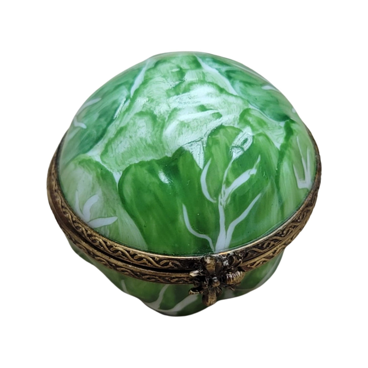 Head of Lettuce Limoges Box for Collectors, a hand-painted Limoges porcelain gift