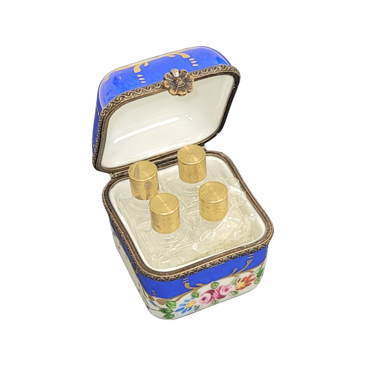 The 4 Perfume Blue in Square, a Limoges keepsake with true French charm